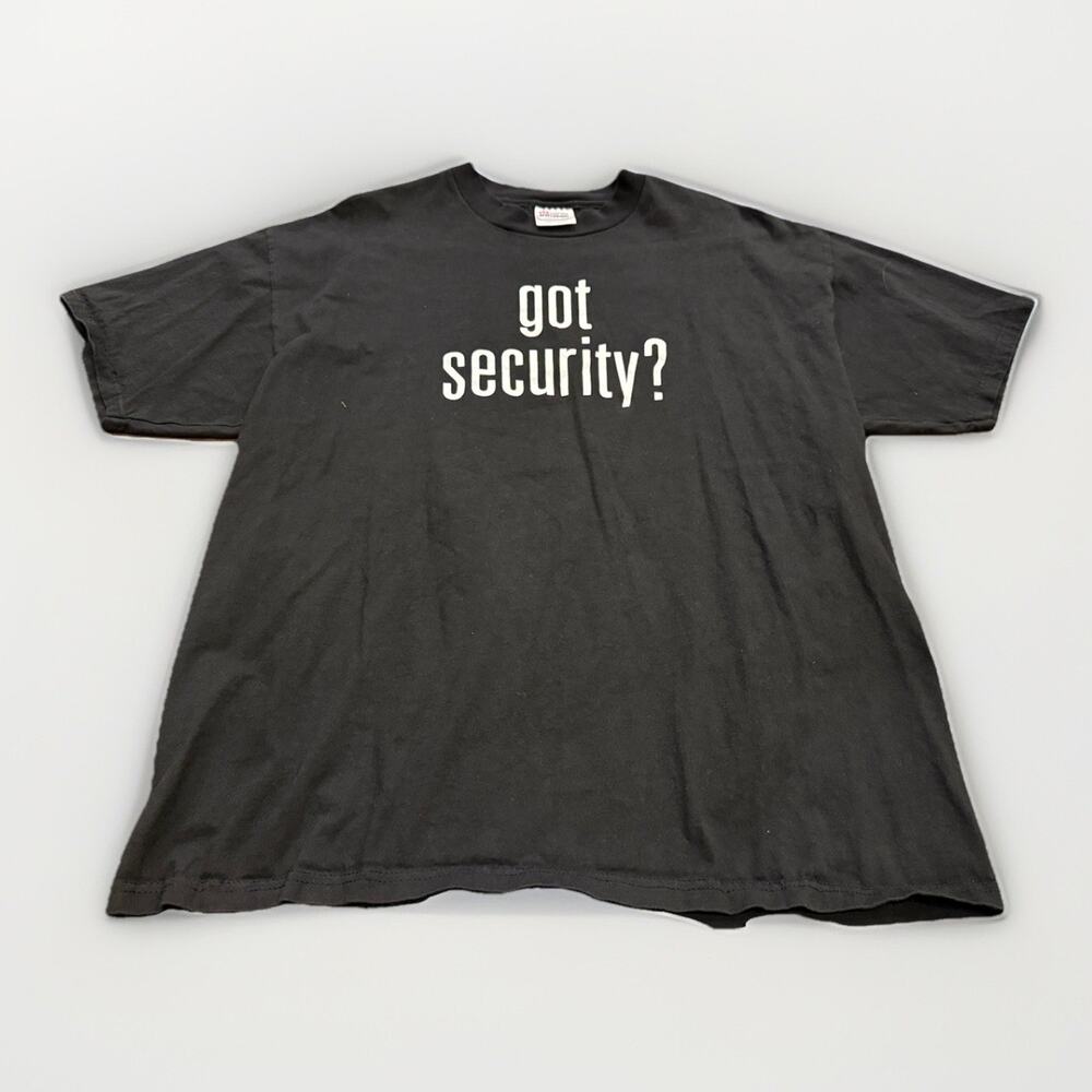 Vintage 90s Hanes Black Got Security? Vanguard Expo 1999 T Shirt Size XL USA